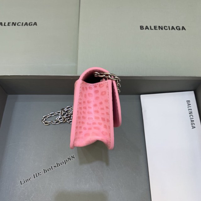 Balenciaga專櫃爆款鏈條女士小挎包 巴黎世家鏈條小號鱷魚粉Gossip bag斜挎包 92722型號 fyj1123